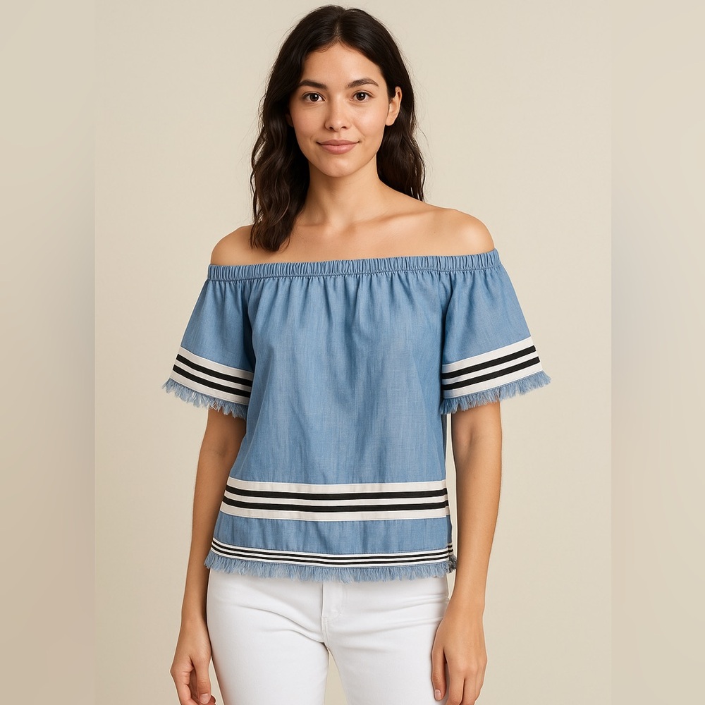 Plenty by Tracy Reese Off-Shoulder Chambray Top | M